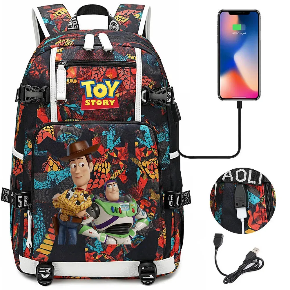 Buzz Lightyear Woody Schoolbag USB Charging Backpack