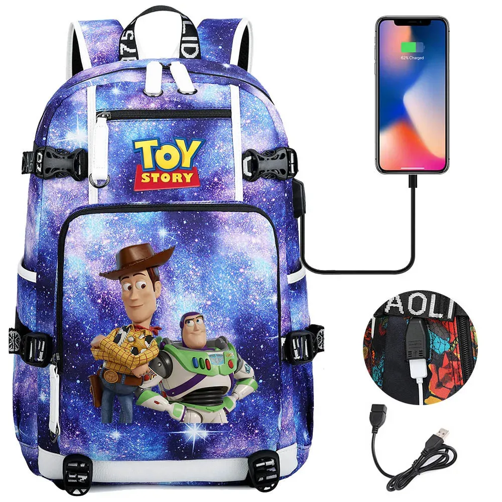 Buzz Lightyear Woody Schoolbag USB Charging Backpack