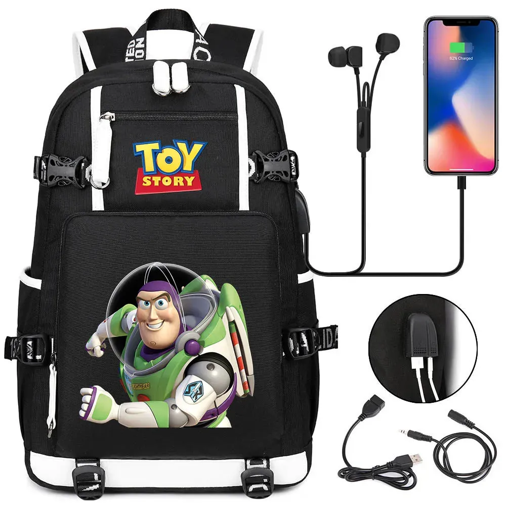 Buzz Lightyear Woody Schoolbag USB Charging Backpack