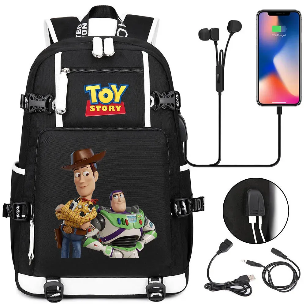 Buzz Lightyear Woody Schoolbag USB Charging Backpack