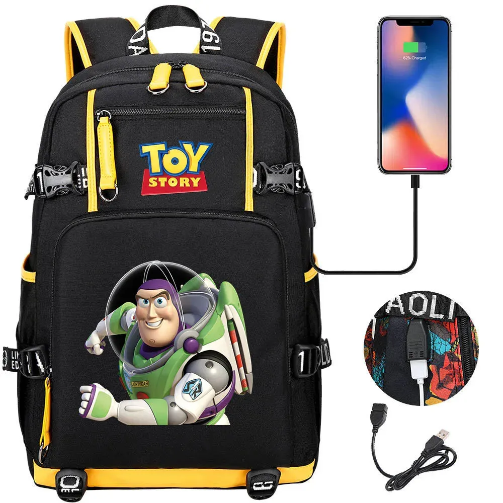 Buzz Lightyear Woody Schoolbag USB Charging Backpack