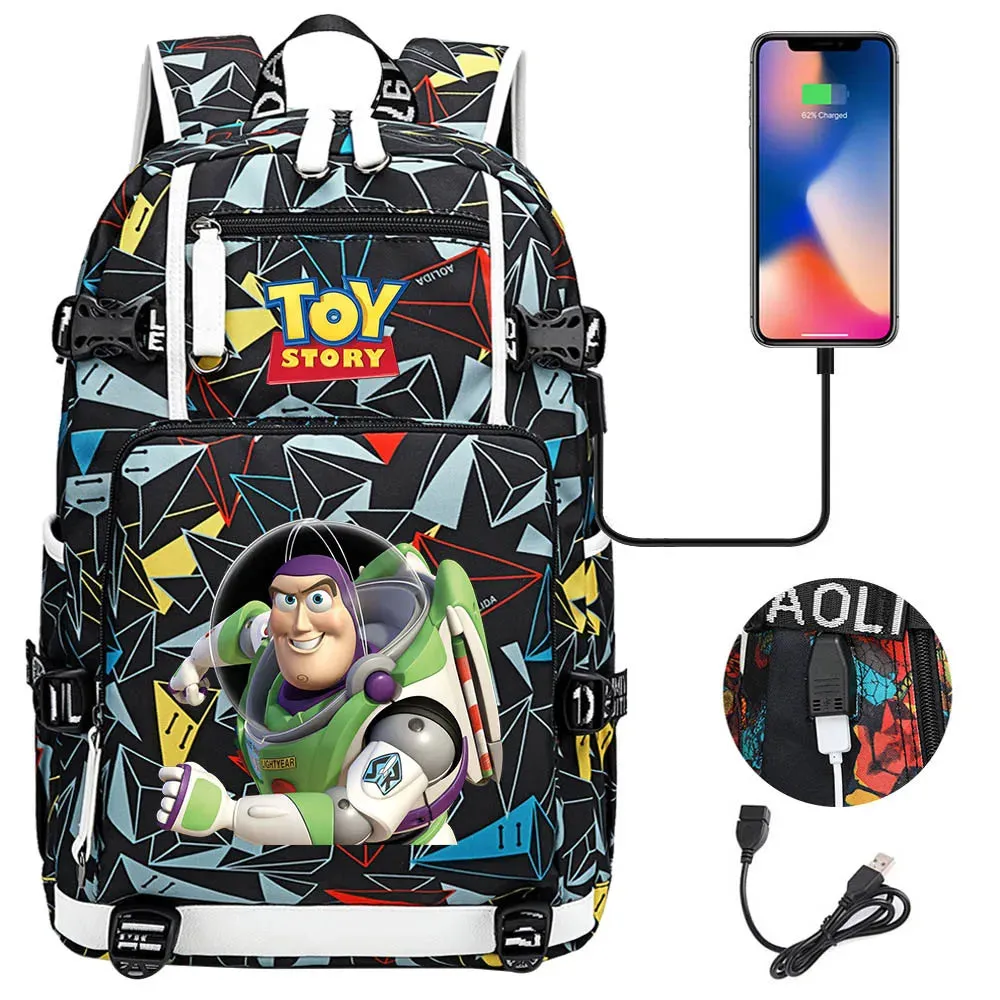 Buzz Lightyear Woody Schoolbag USB Charging Backpack