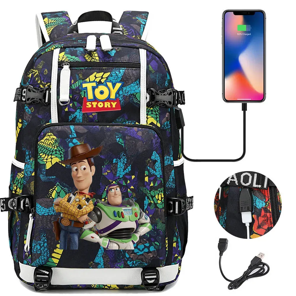 Buzz Lightyear Woody Schoolbag USB Charging Backpack