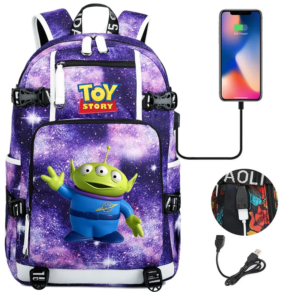 Buzz Lightyear Woody Schoolbag USB Charging Backpack