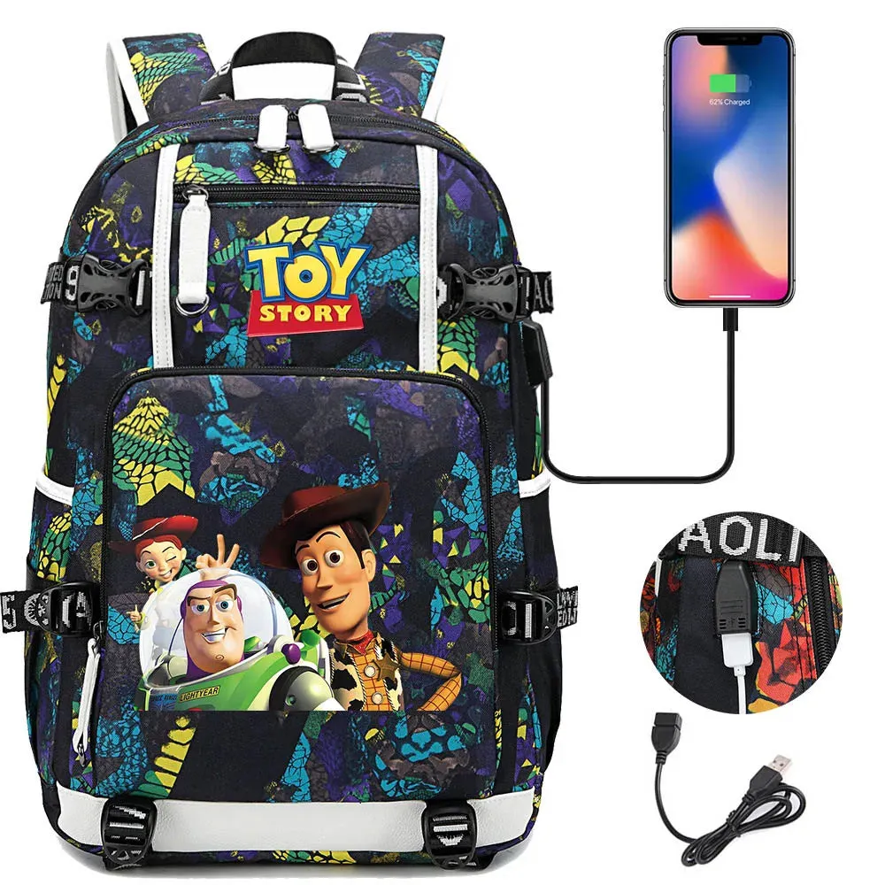 Buzz Lightyear Woody Schoolbag USB Charging Backpack