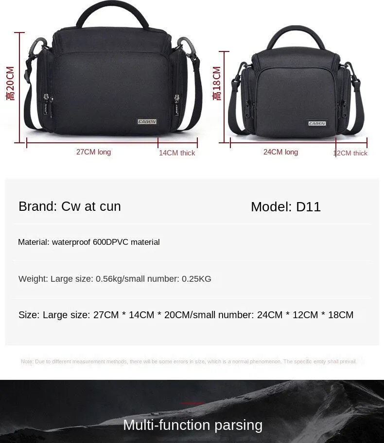 Caden Casual Mirrorless Camera Shoulder Bag Anti-Seismic DSLR Camera Bag Nylon Waterproof Camera Bag