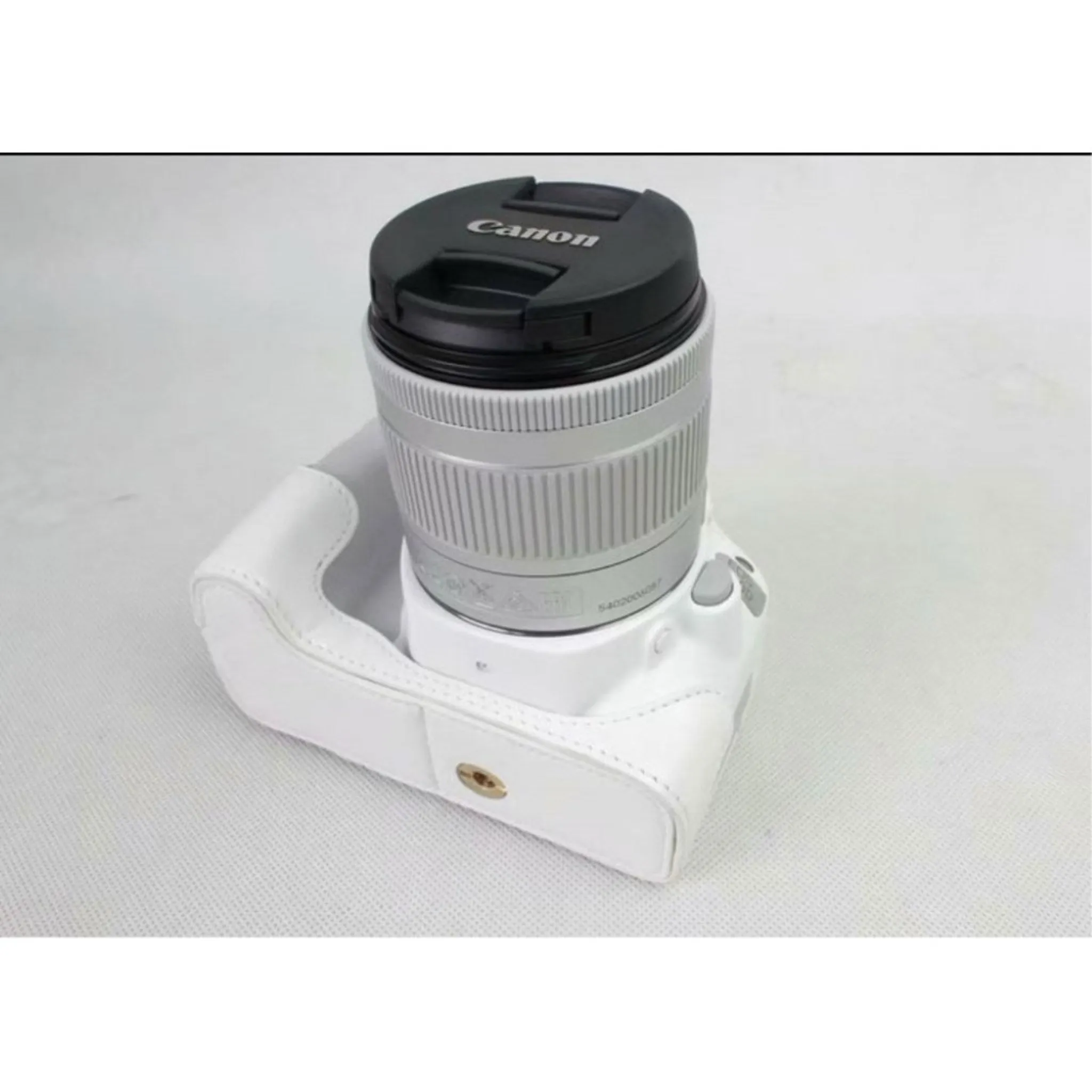 Canon EOS 200D half bottom leather case - White