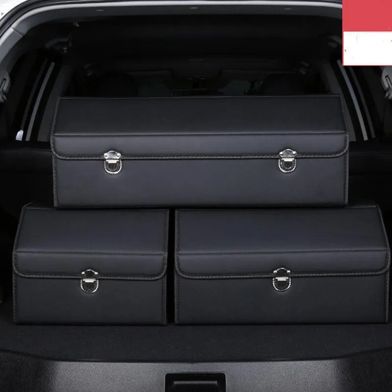 Car Leather Trunk Organizer Box - Black