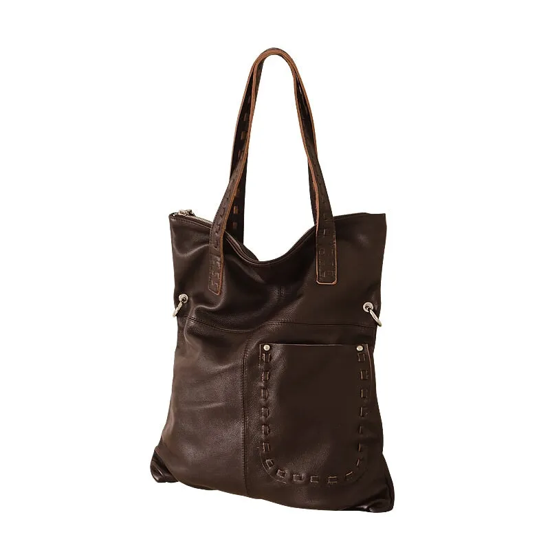 Casual Cowhide Shoulder Crossbody Bag Trend Leather Large capacity Tote Bag