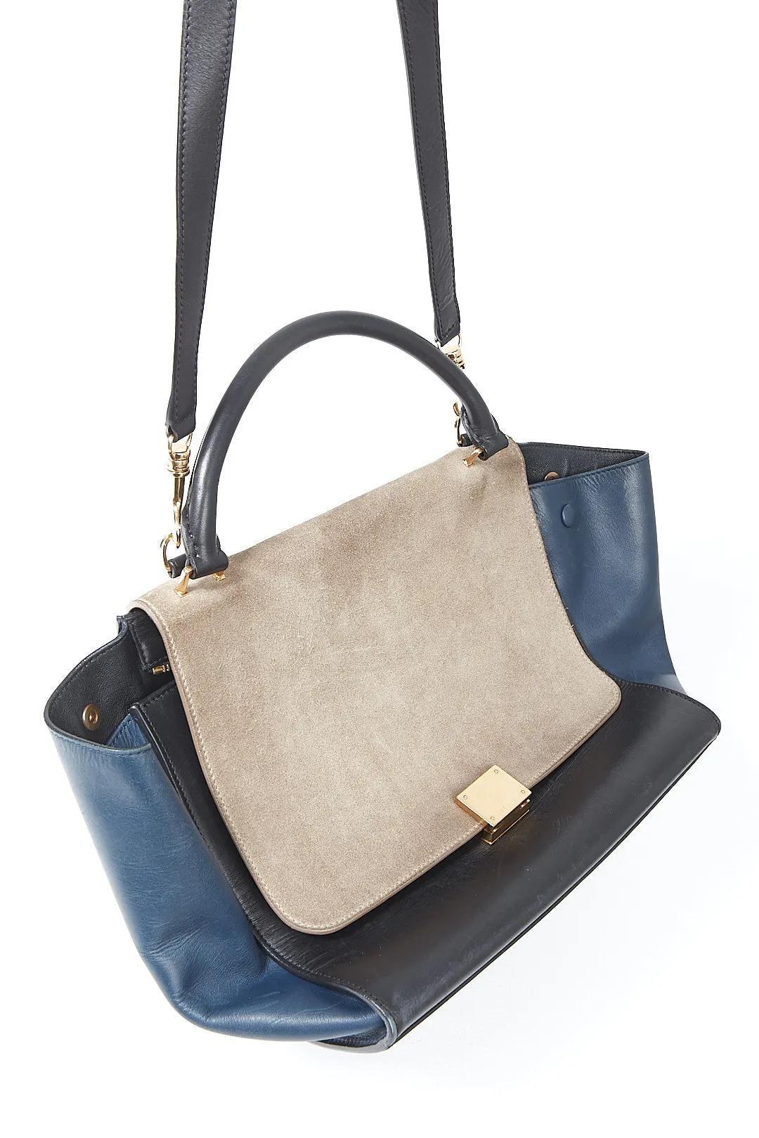 Celine Tri Color Suede & Leather Trapeze Shoulder Bag