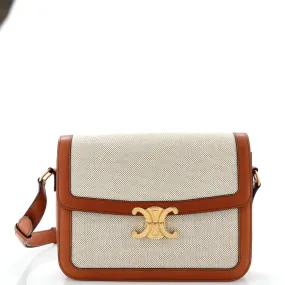 CELINE Triomphe Shoulder Bag Canvas with Leather Medium