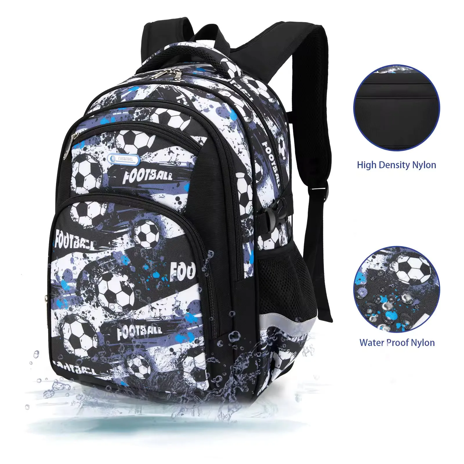 Champ’s Choice Football Print School Bag - Waterproof, Large Capacity Backpack