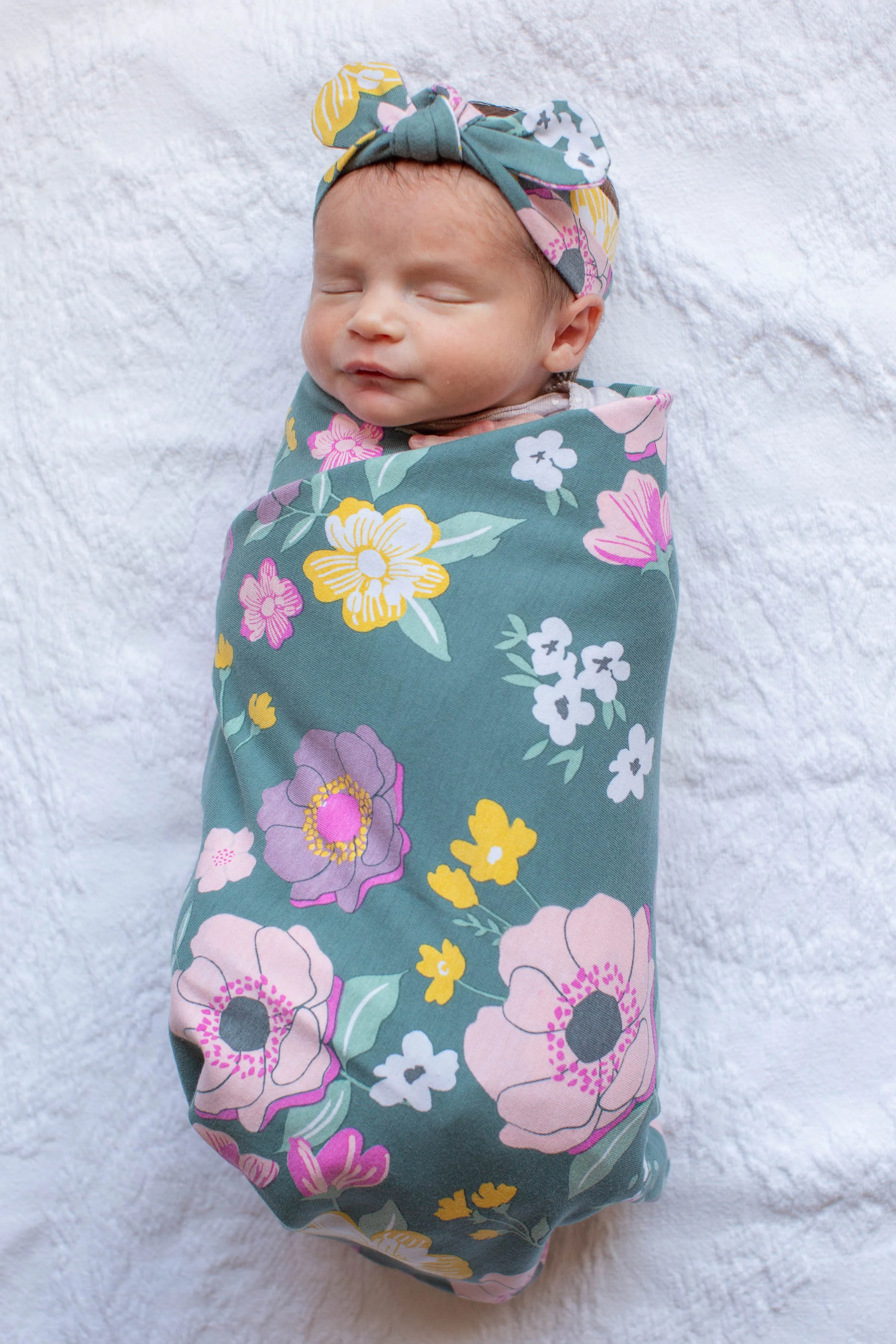 Charlotte Mommy Robe & Daughter PJ & Newborn Swaddle Blanket Set