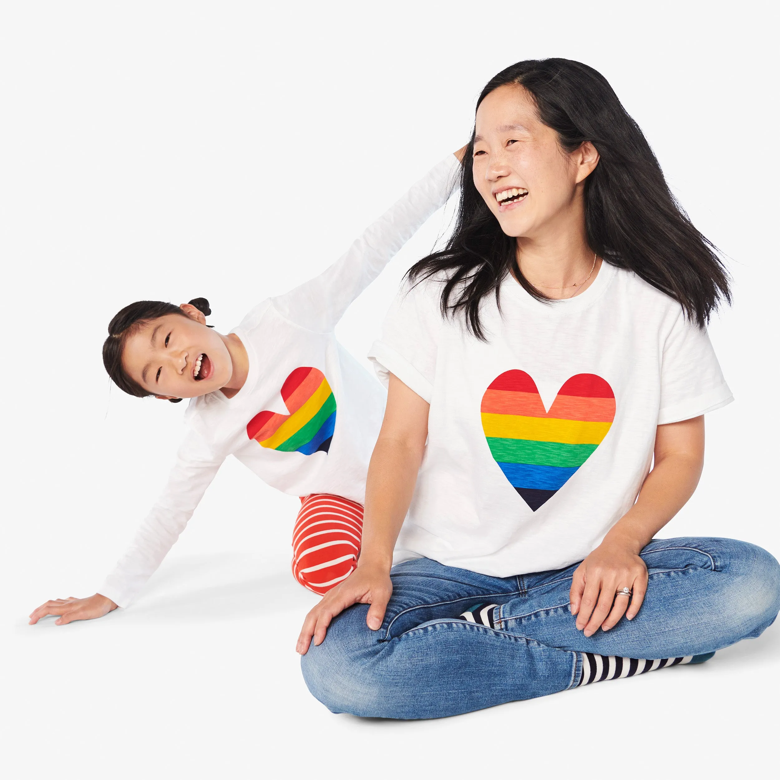 Clearance long sleeve rainbow heart tee