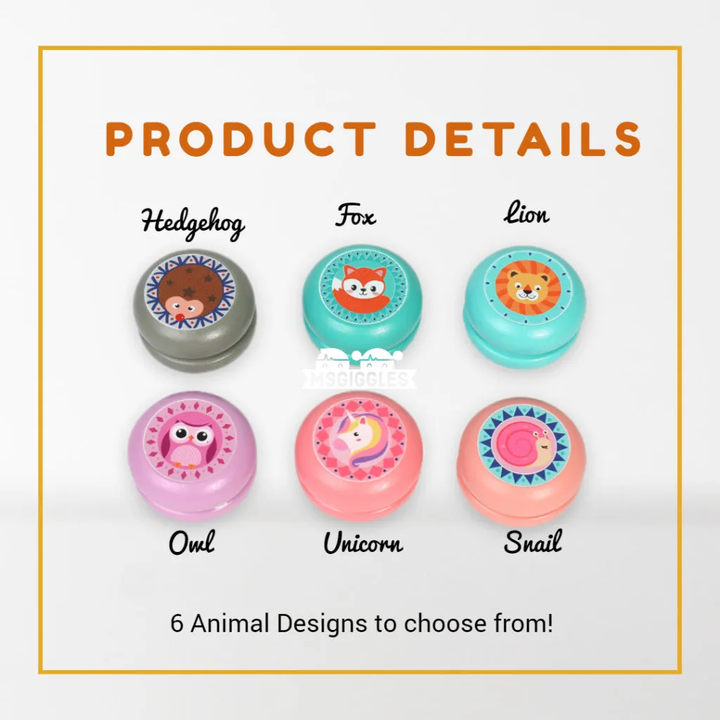 Colorful Wooden Yoyo with Animal Designs