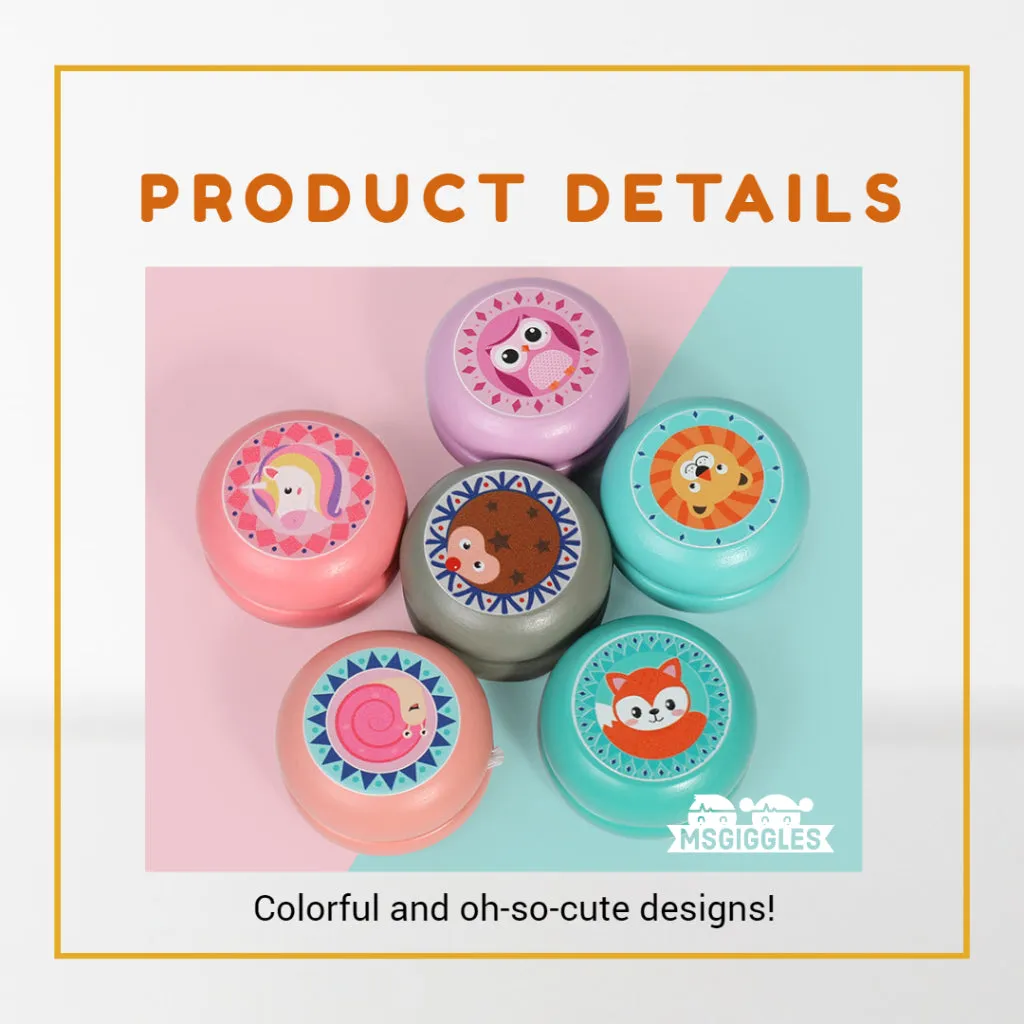 Colorful Wooden Yoyo with Animal Designs