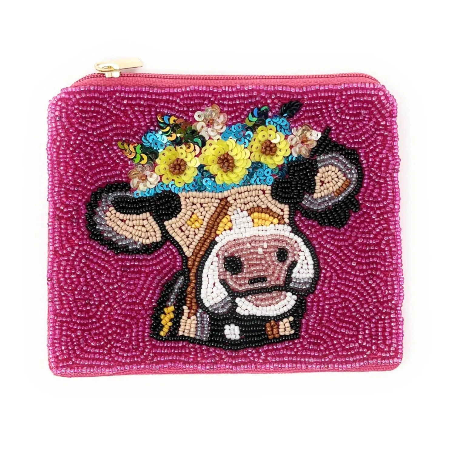 Cow Beaded Coin Purse