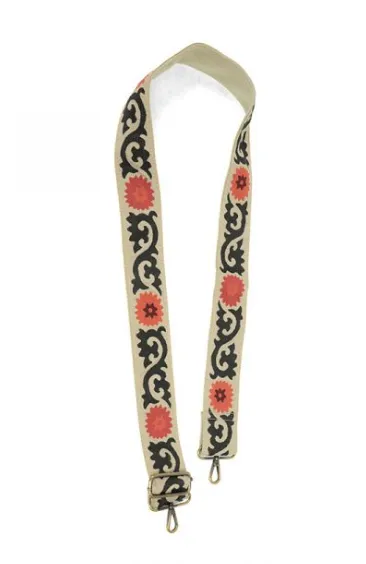 Cream Floral Purse Strap