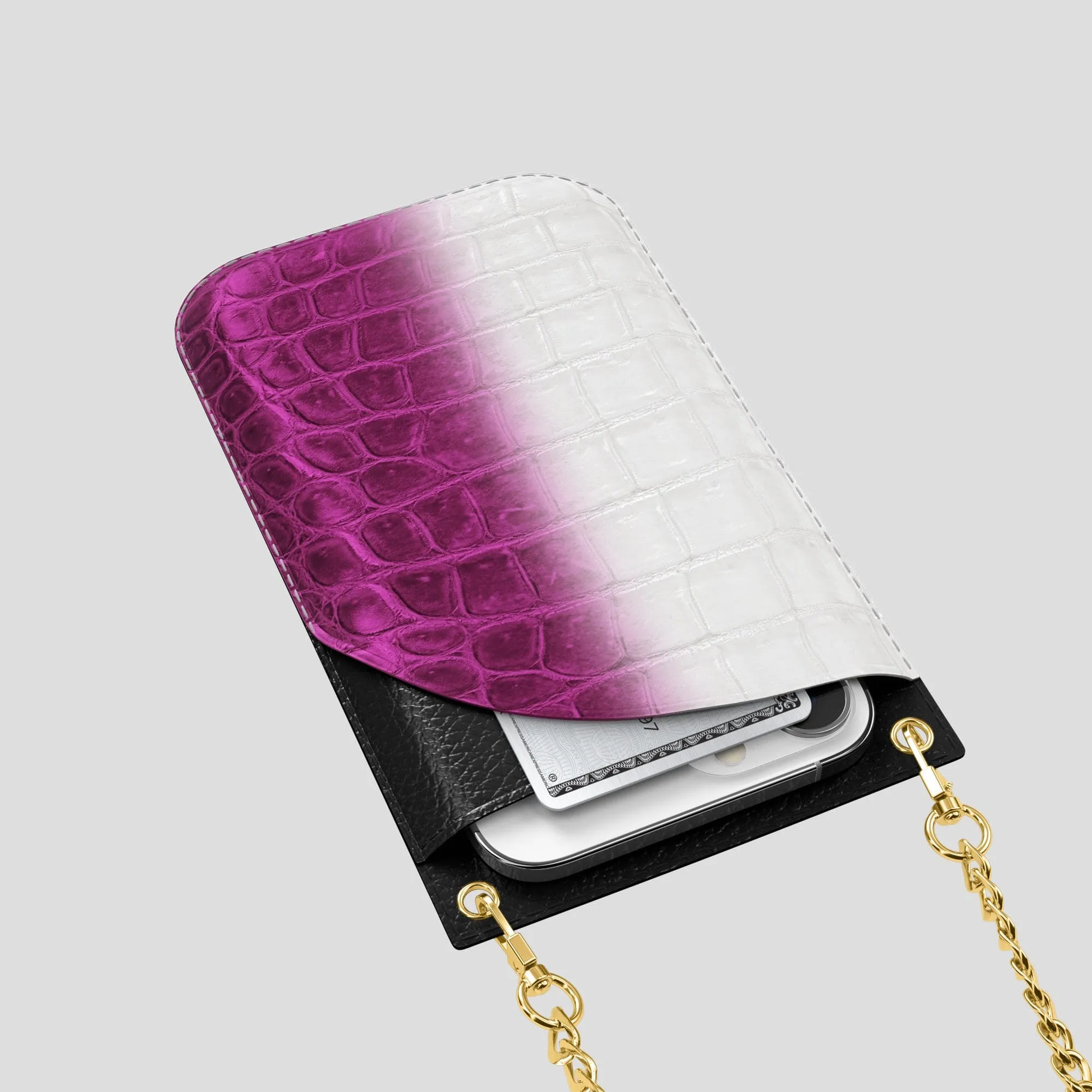 Crossbody Bag For iPhone 14 Pro In Himalayan Crocodile