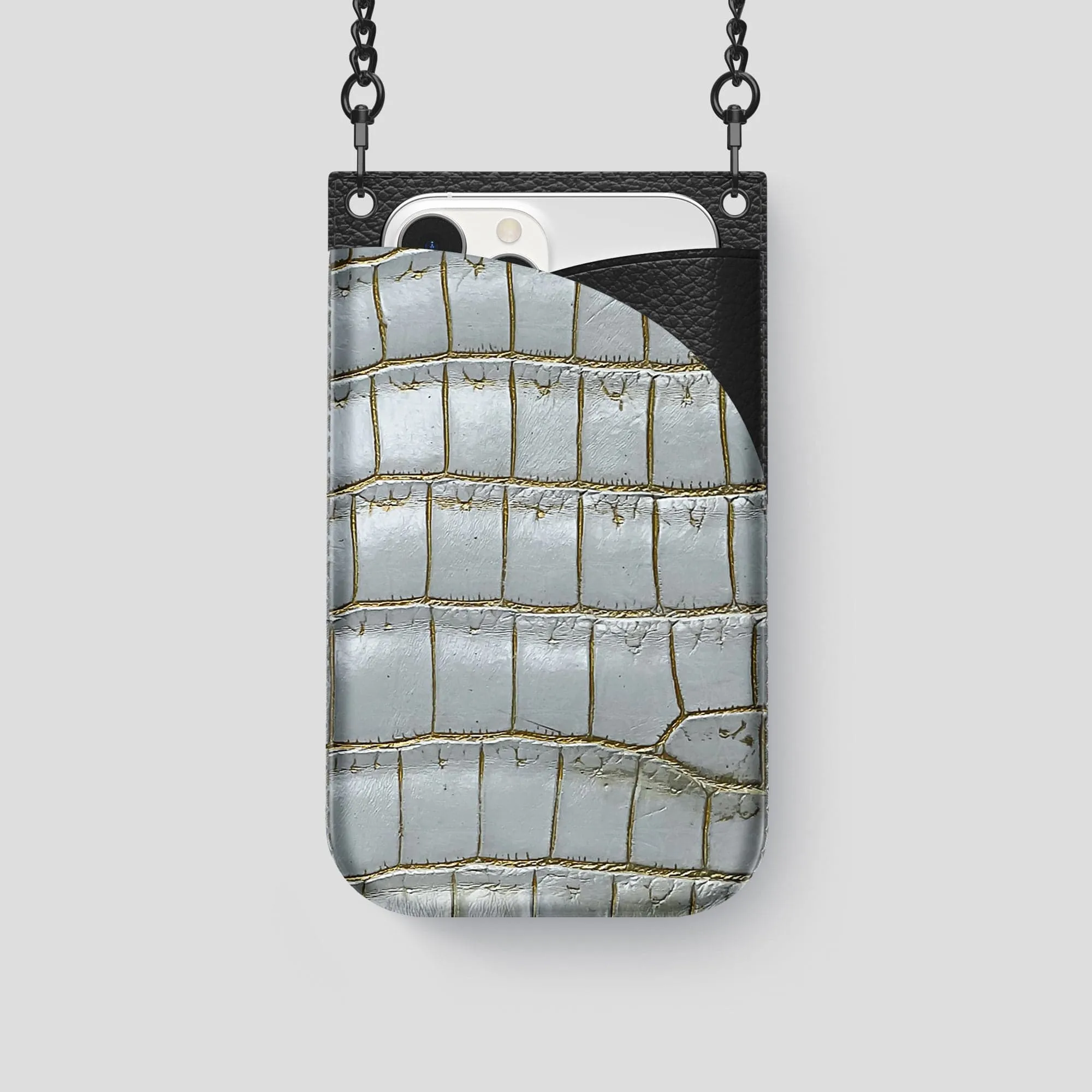 Crossbody Bag For iPhone 14 Pro In Himalayan Crocodile