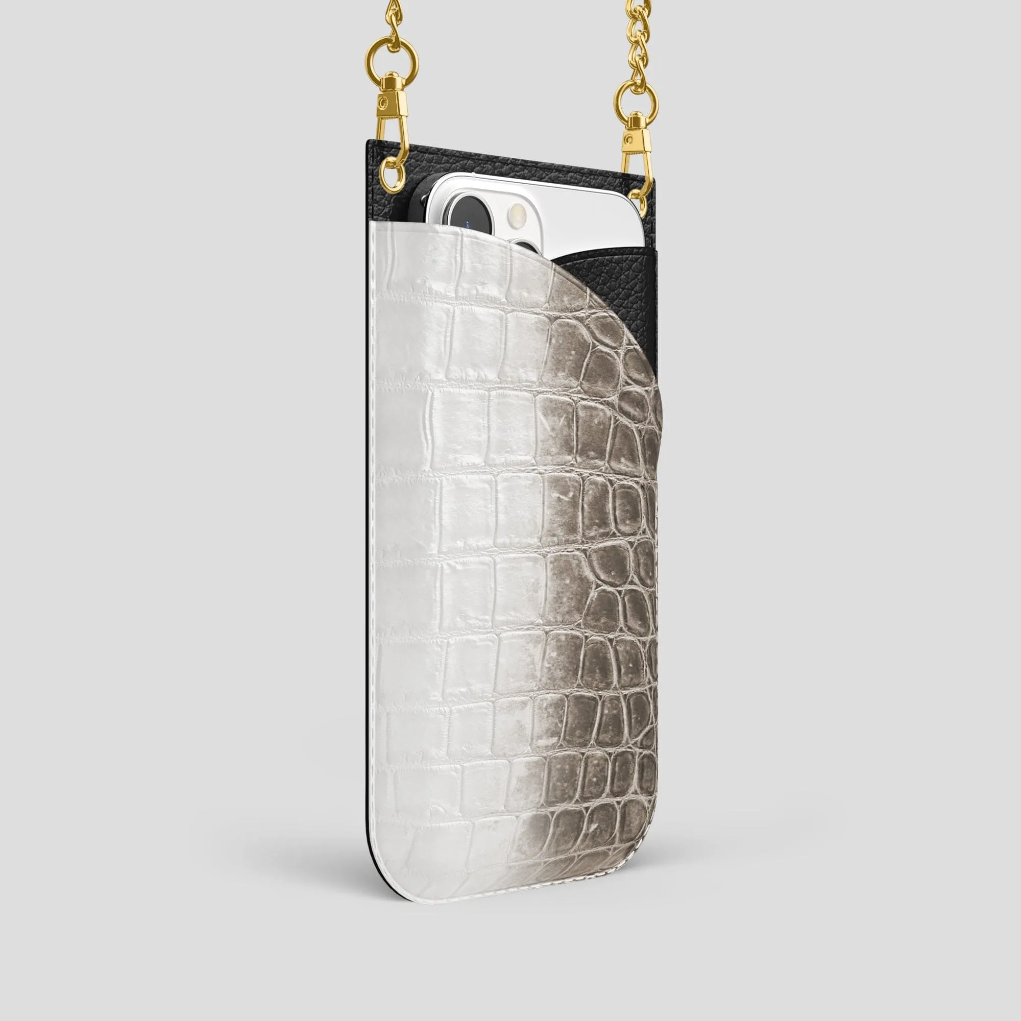 Crossbody Bag For iPhone 15 Pro In Himalayan Crocodile