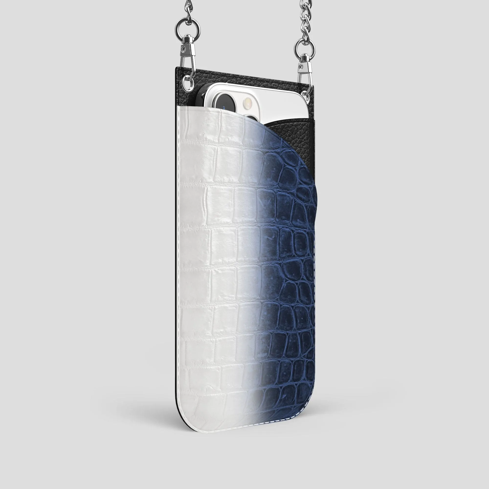 Crossbody Bag For iPhone 15 Pro In Himalayan Crocodile