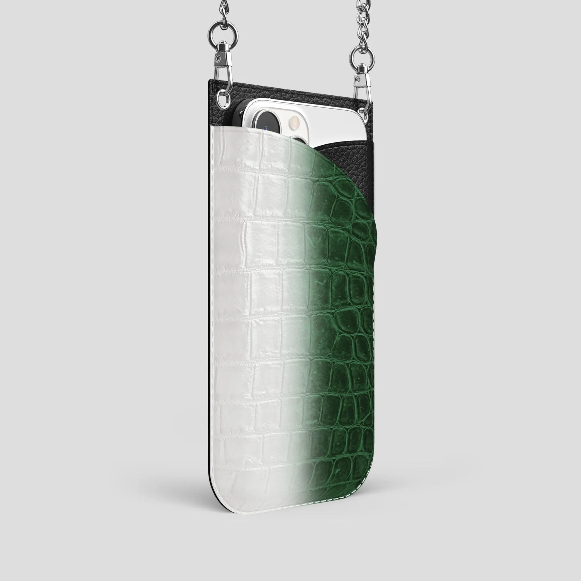 Crossbody Bag For iPhone 15 Pro In Himalayan Crocodile