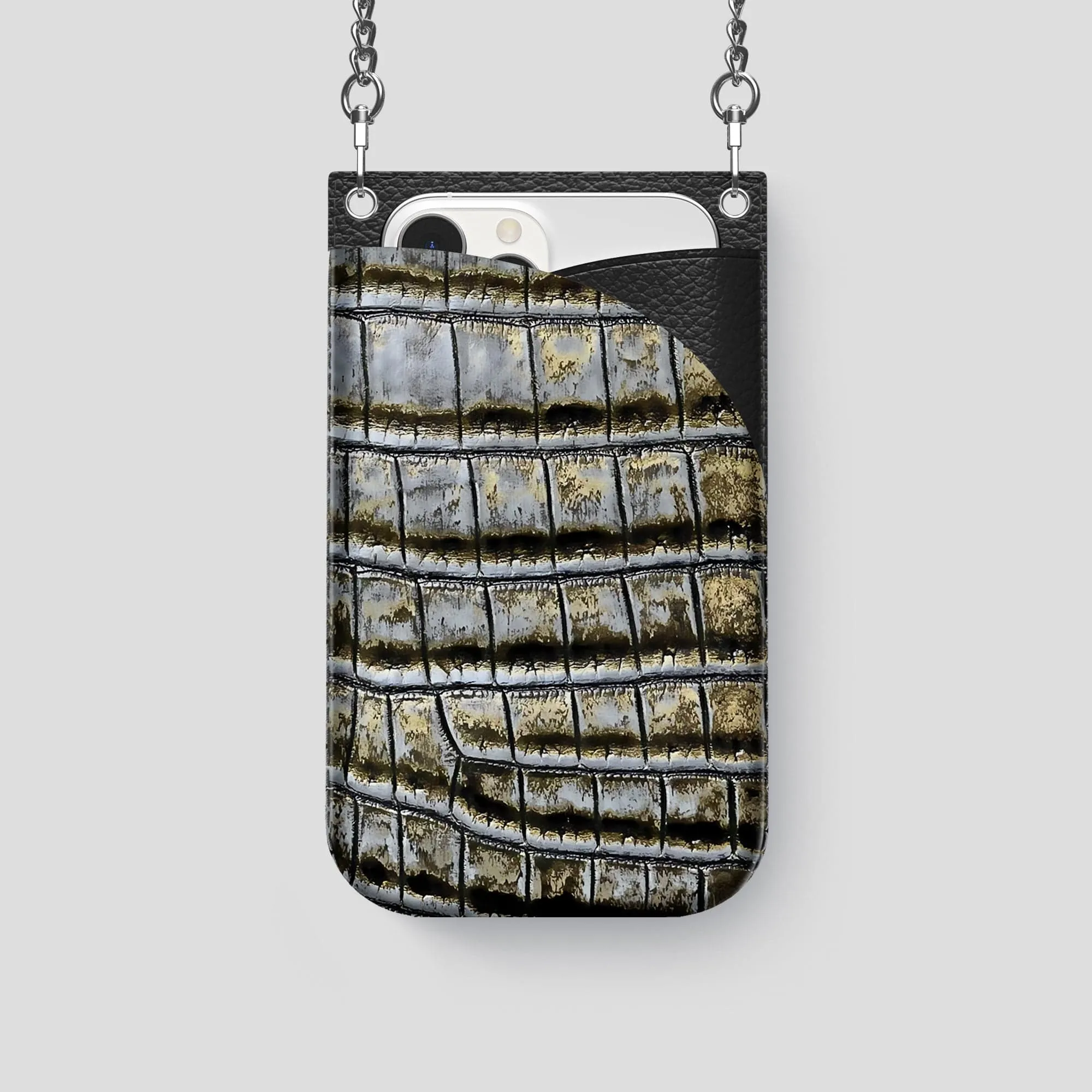 Crossbody Bag For iPhone 15 Pro In Himalayan Crocodile