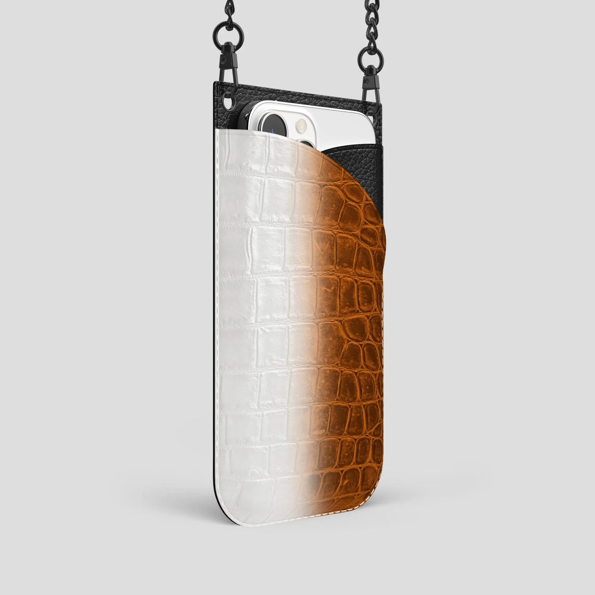 Crossbody Bag For iPhone 15 Pro In Himalayan Crocodile