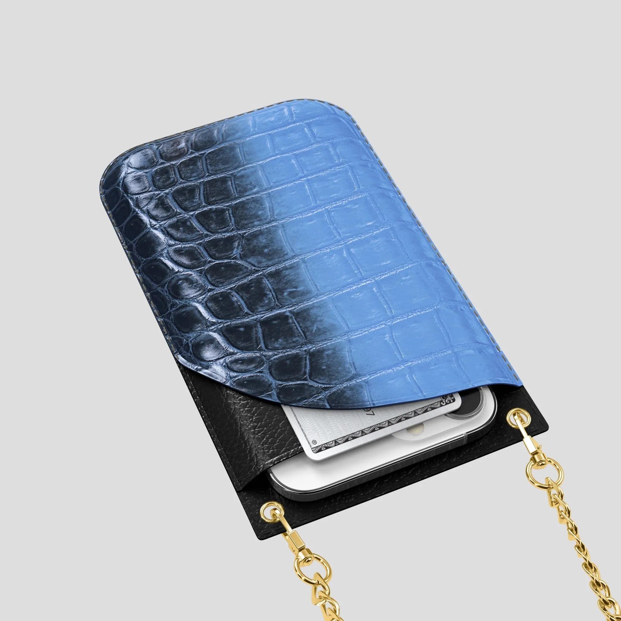 Crossbody Bag For iPhone 15 Pro In Himalayan Crocodile