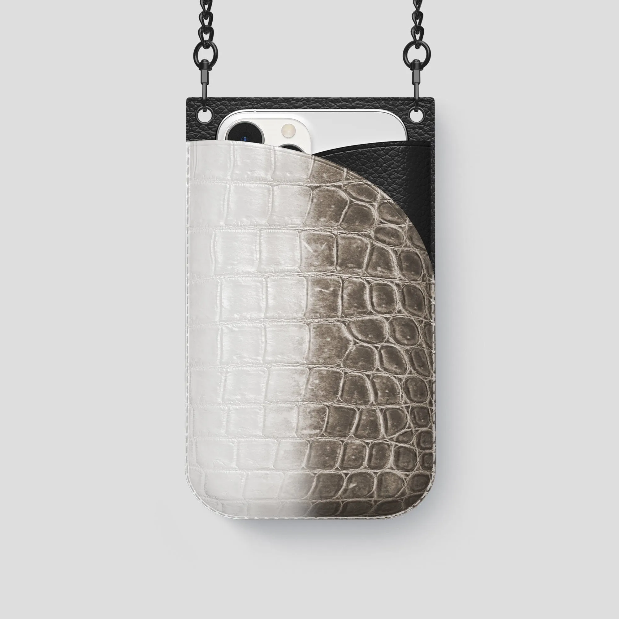 Crossbody Bag For iPhone 15 Pro In Himalayan Crocodile
