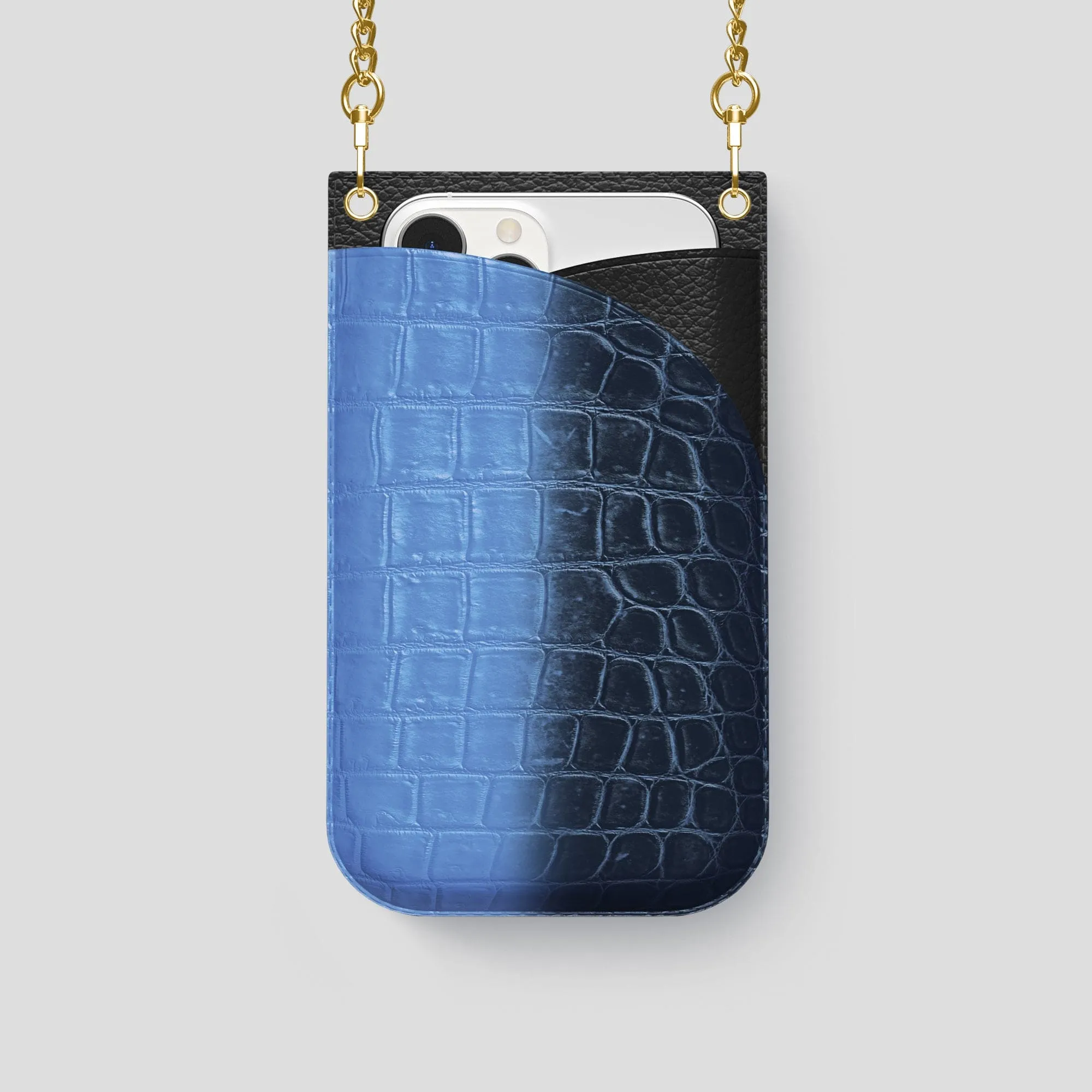 Crossbody Bag For iPhone 15 Pro In Himalayan Crocodile
