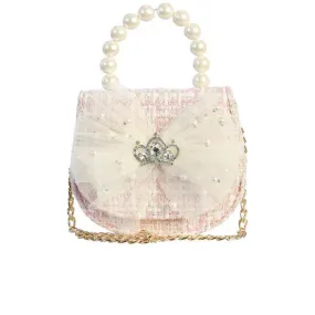 Dear Ellie Mini Tweeted Purse w/ Crown and Pearl Handle