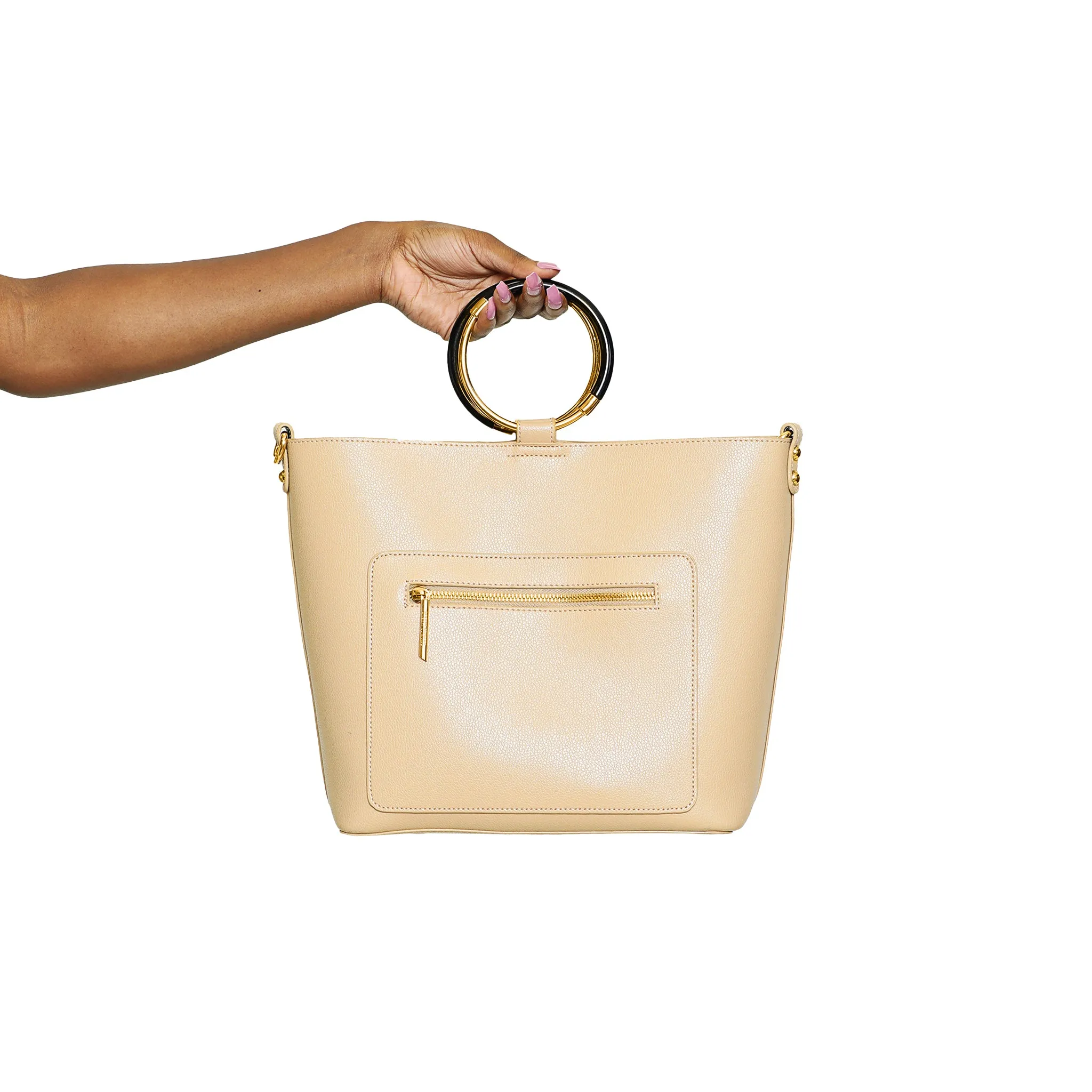 Double Ring Top Handle Handbag