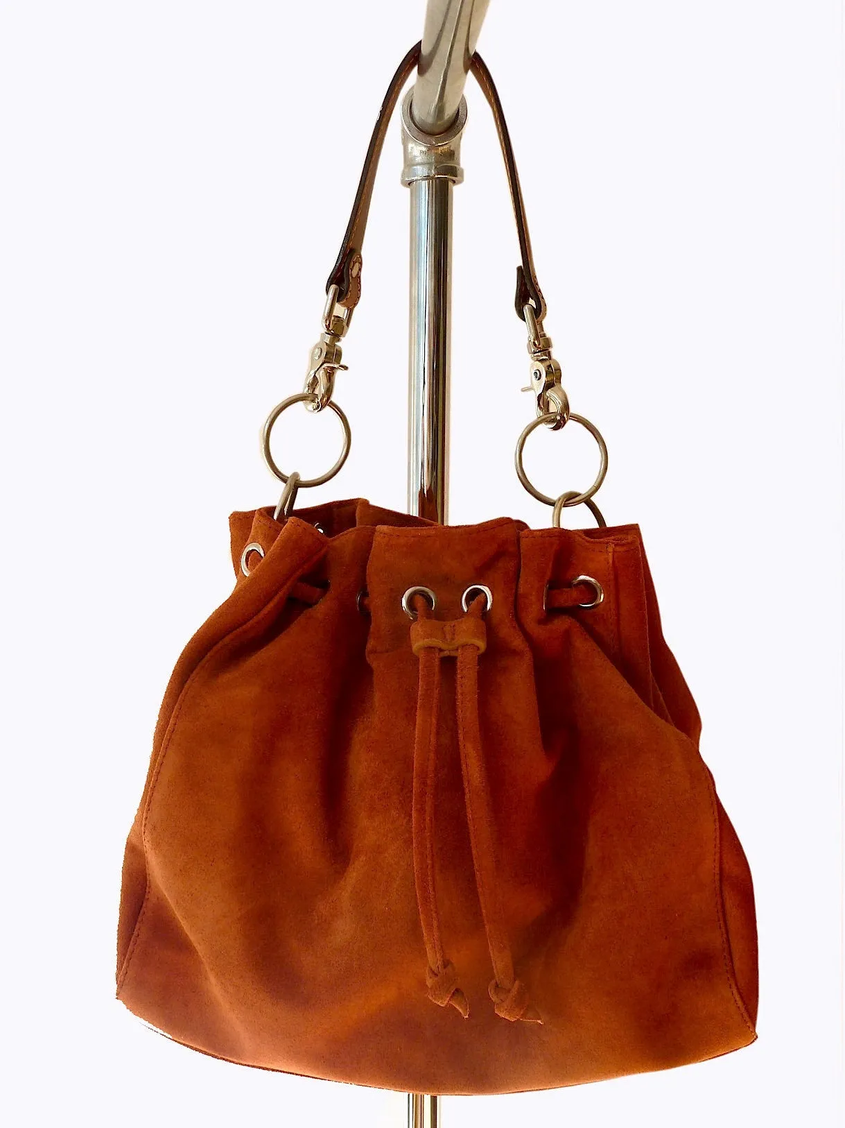 Draw String Hobo Pouch Suede