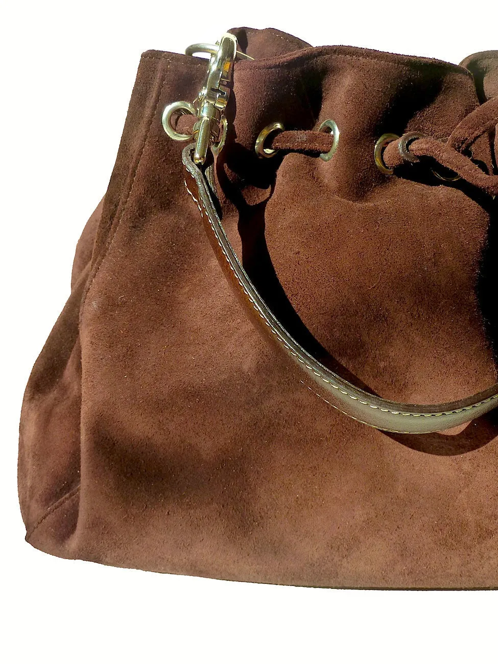 Draw String Hobo Pouch Suede