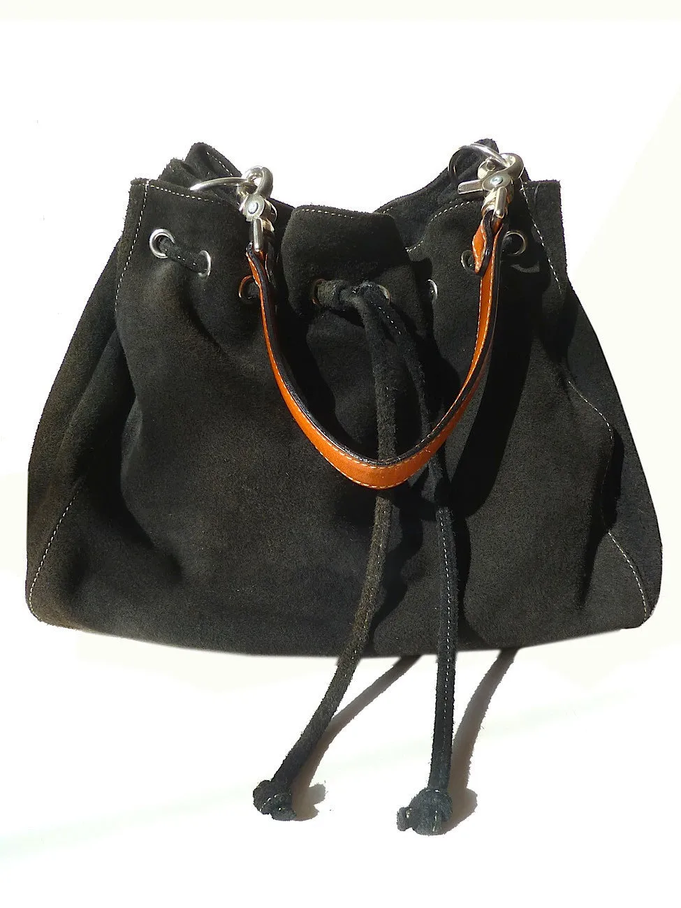 Draw String Hobo Pouch Suede