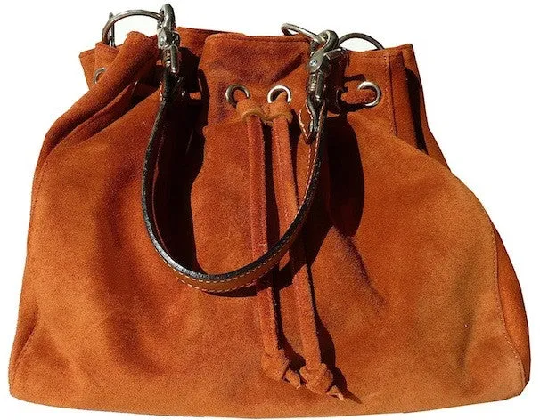 Draw String Hobo Pouch Suede