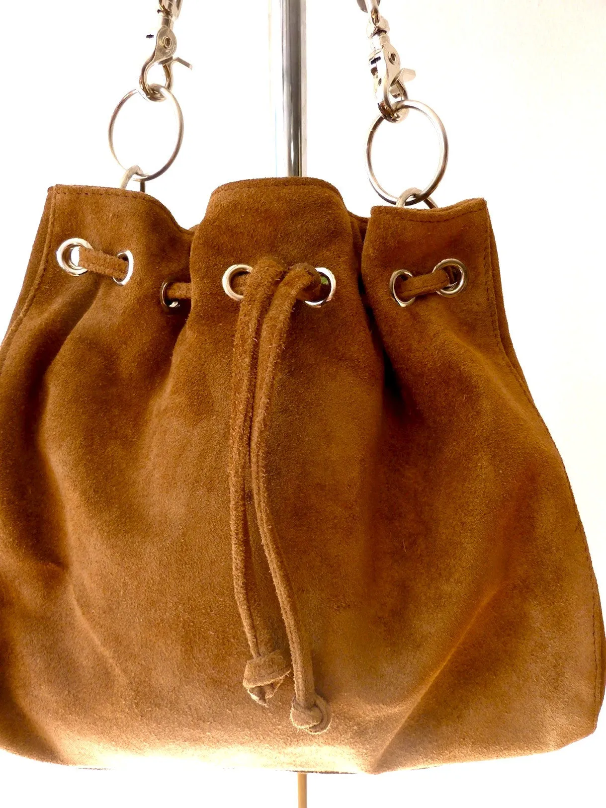 Draw String Hobo Pouch Suede