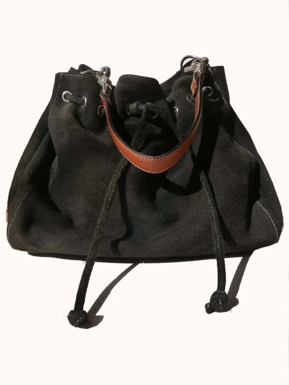 Draw String Hobo Pouch Suede