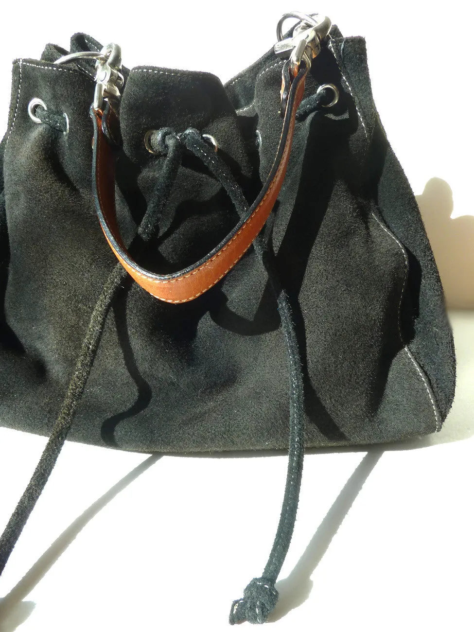 Draw String Hobo Pouch Suede