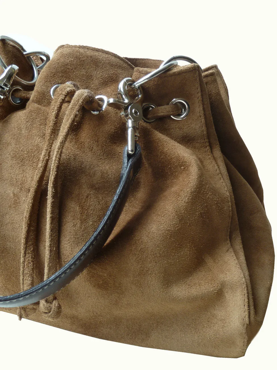 Draw String Hobo Pouch Suede