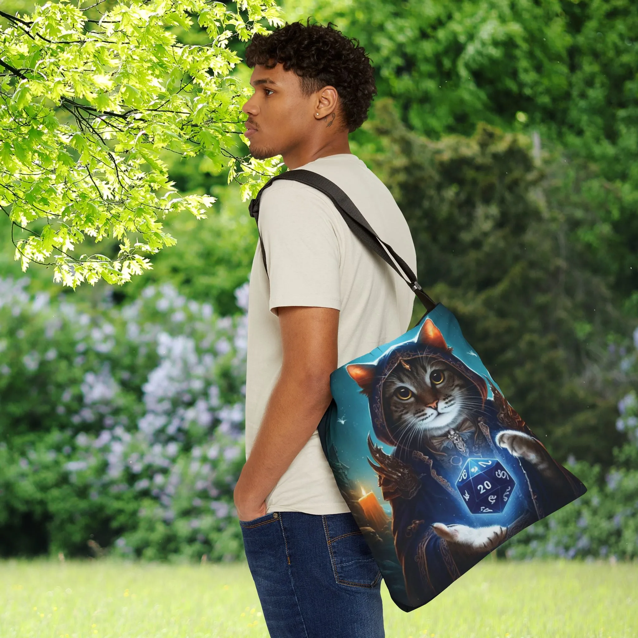 Dungeons and Dragons Cat Sorcerer - Adjustable Strap Tote Bag