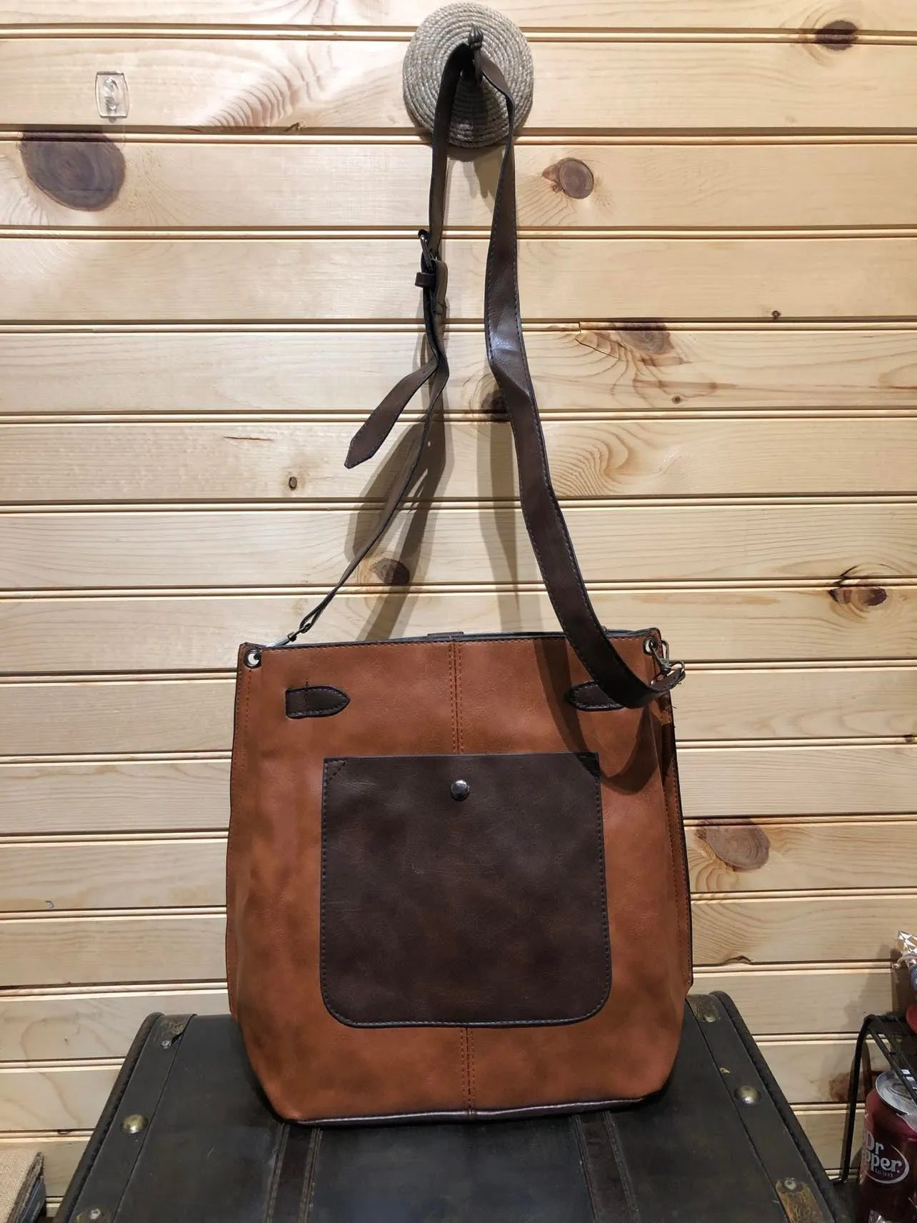 Duo Color Purse - Med Brown / Dk Brown