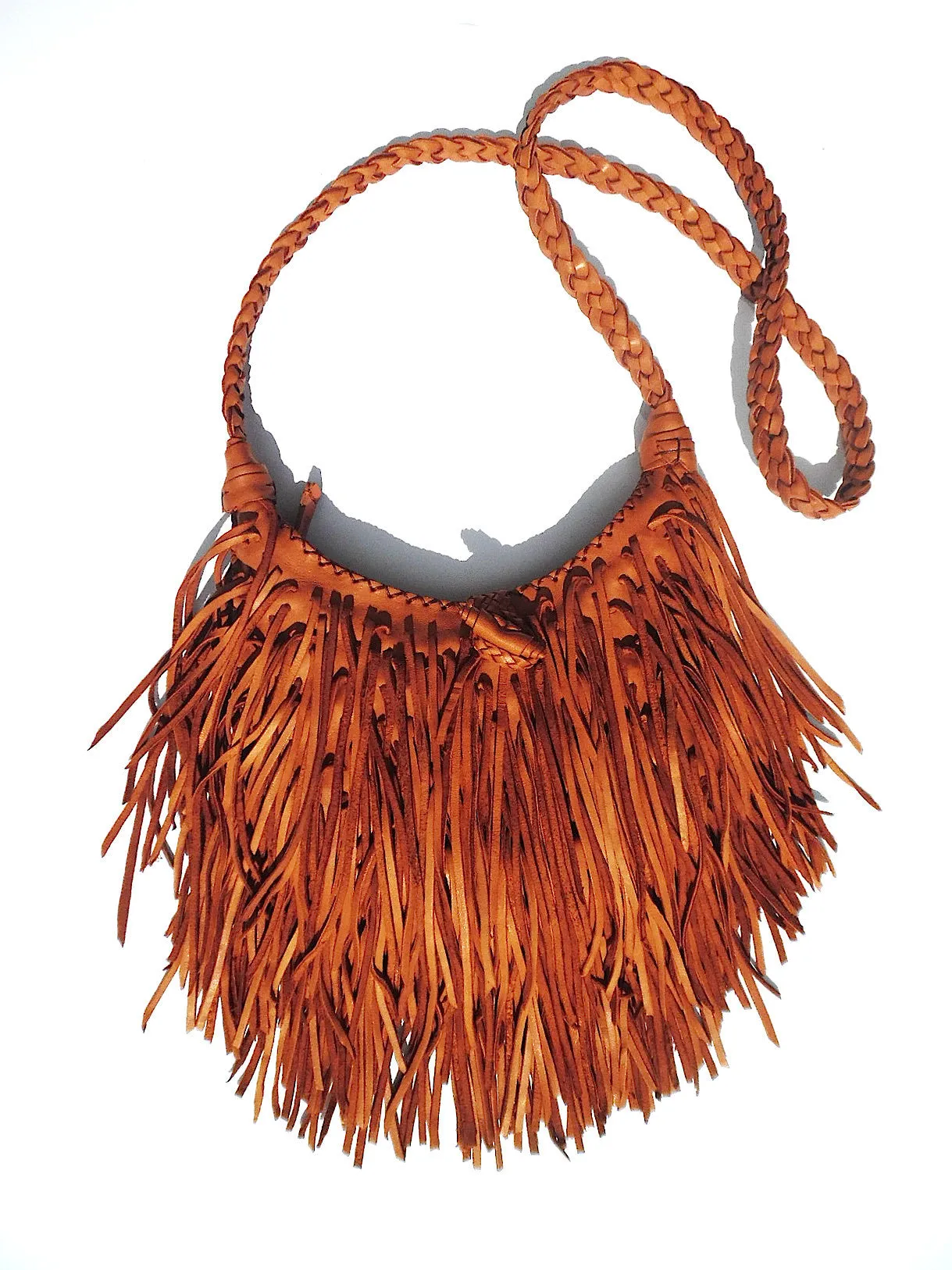 El Fleco Crossbody Fringe Bag Cognac