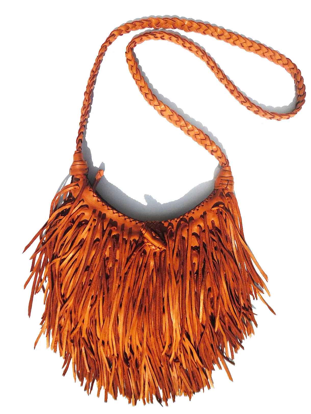 El Fleco Crossbody Fringe Bag Cognac