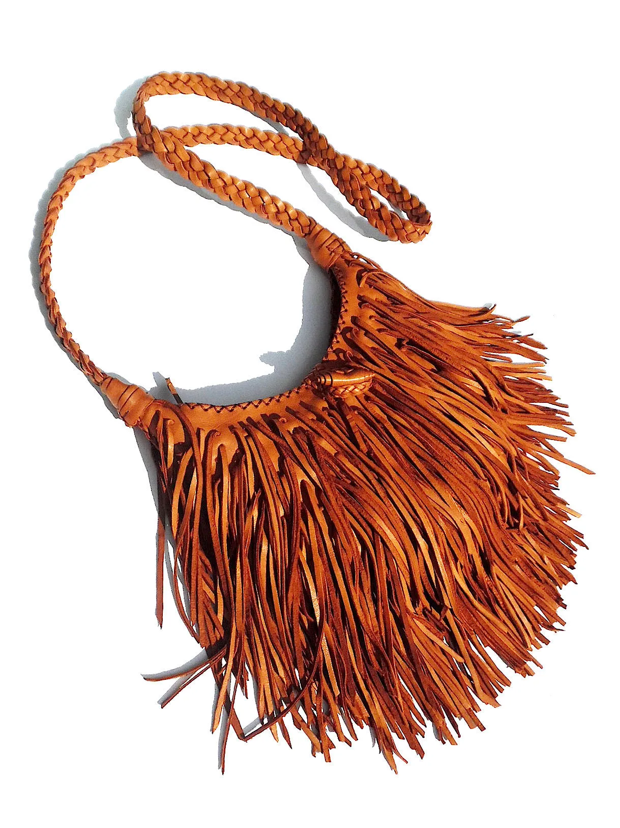 El Fleco Crossbody Fringe Bag Cognac