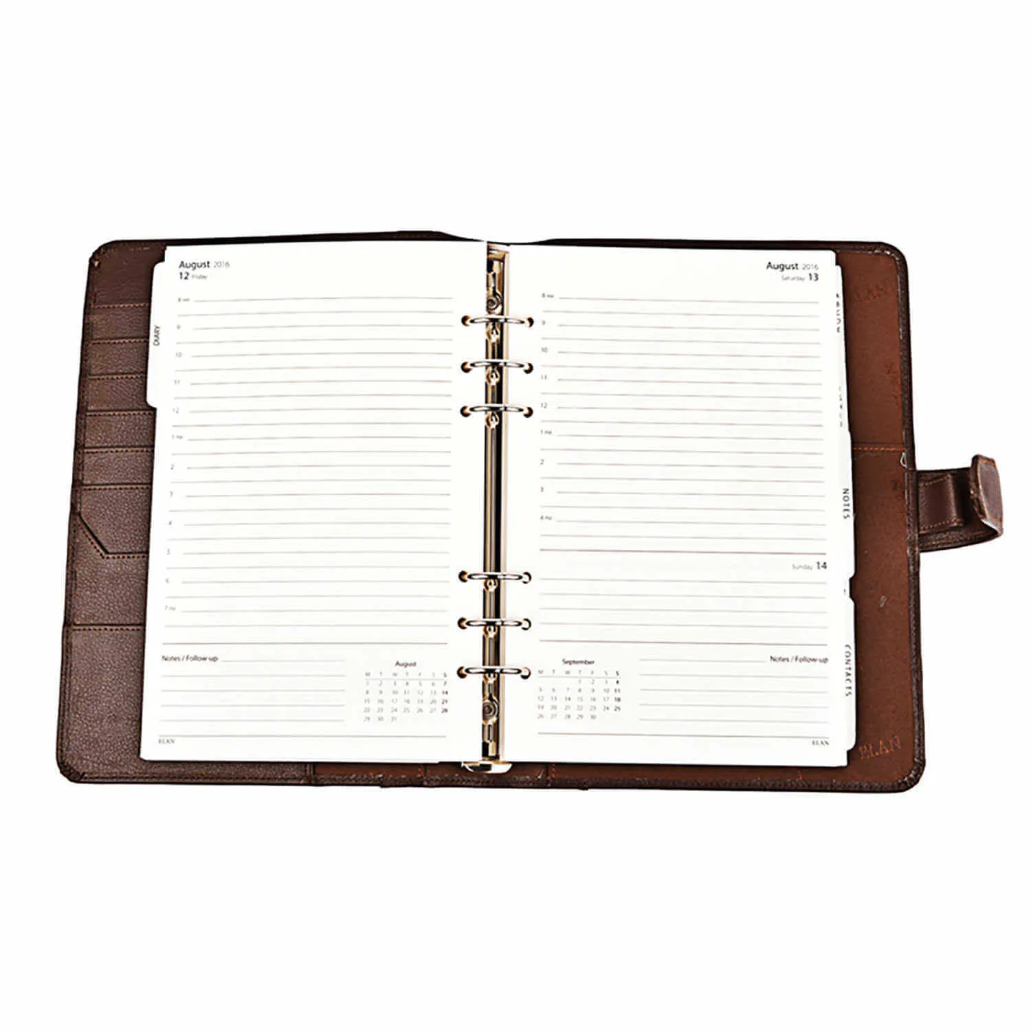 Elan Classic Leather Planner Organizer, Brown