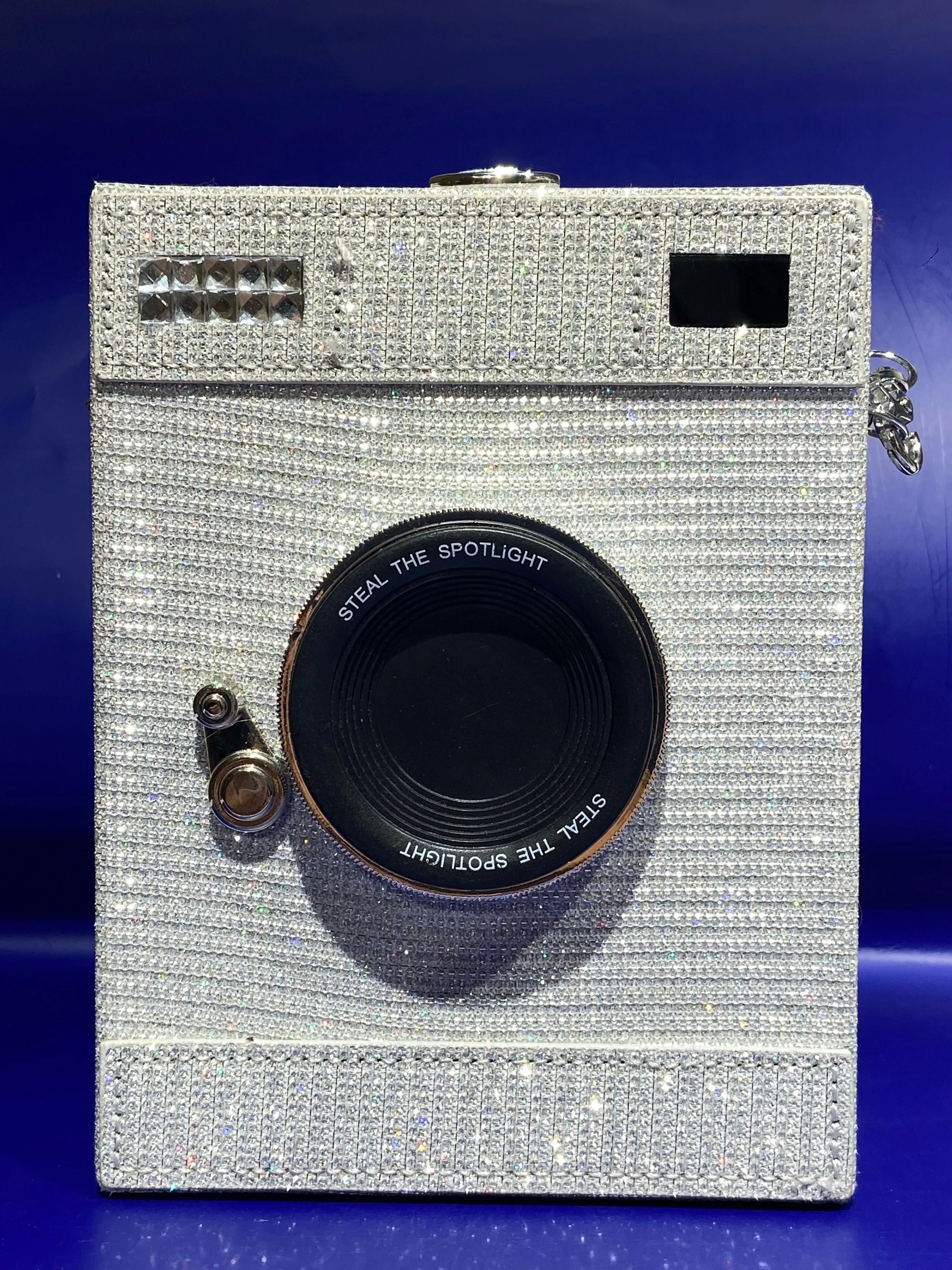 Elegant Silver Sparkling Camera Shaped Purse