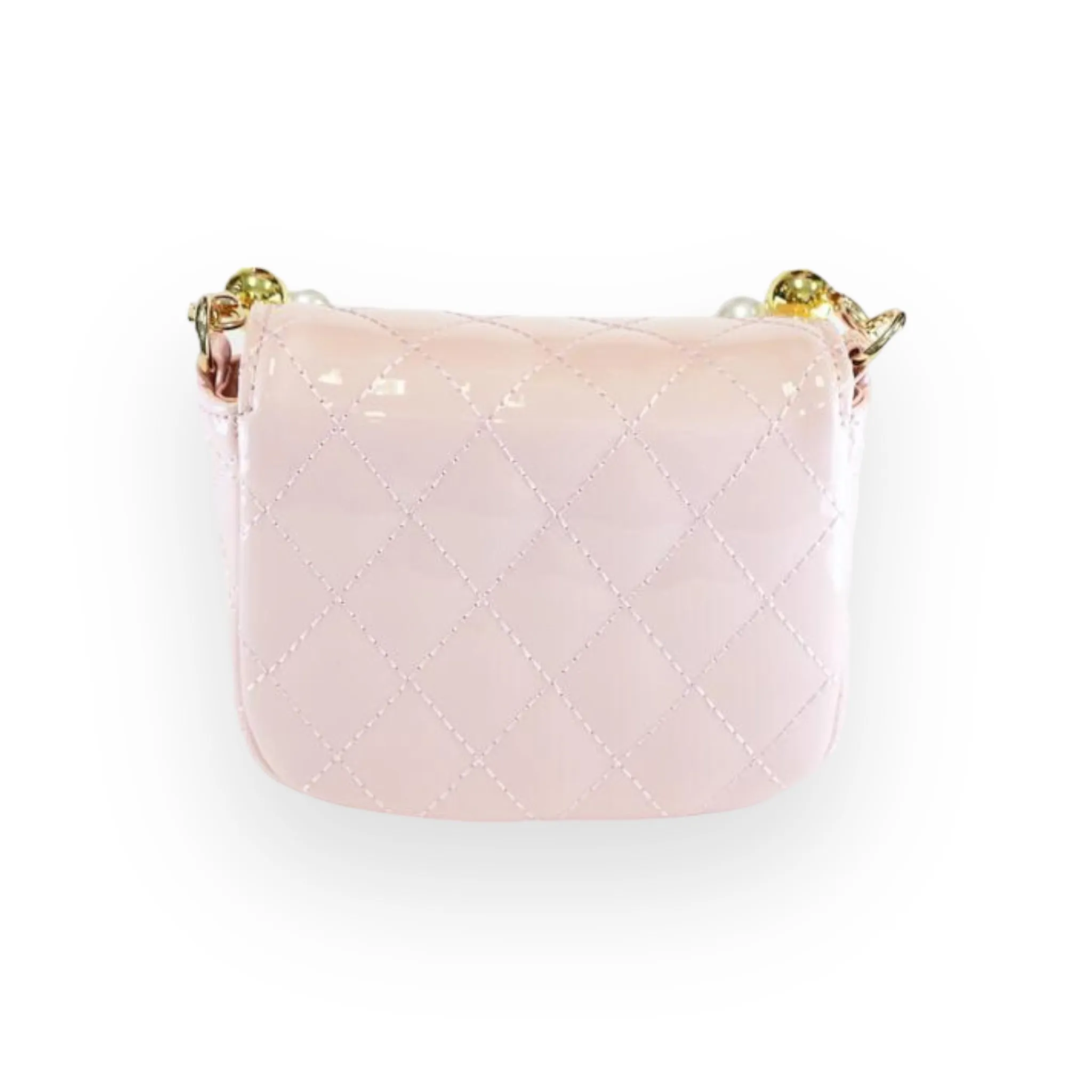 Embellished Patent Quilted Purse - Pink